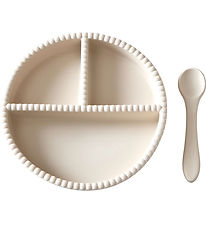 Jack o Juno Spisesæt - Silikone - 2 Dele - Bubble - Cream Jack o Juno Spisesæt - Silikone - 2 Dele - Bubble - Cream