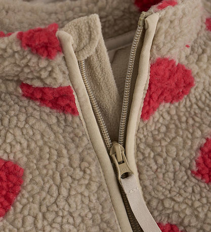 CeLaVi Fleecejakke - Teddy - Cayenne m. Hjerter