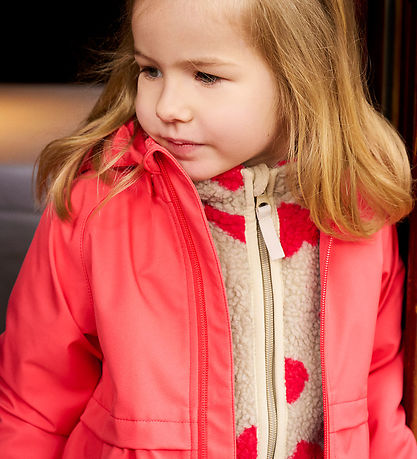 CeLaVi Fleecejakke - Teddy - Cayenne m. Hjerter