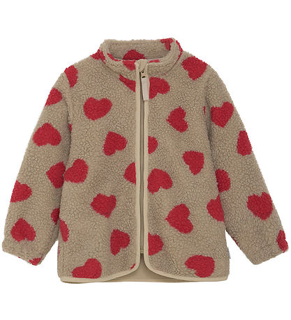 CeLaVi Fleecejakke - Teddy - Cayenne m. Hjerter