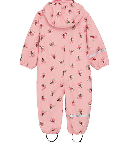 CeLaVi Regndragt - PU - Peach Blossom m. Isvafler/Blomster