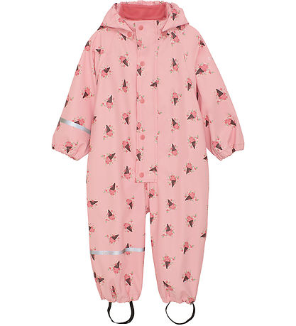 CeLaVi Regndragt - PU - Peach Blossom m. Isvafler/Blomster