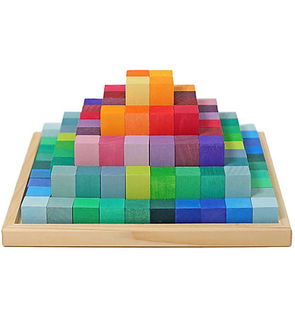 Grimms Træklodser - Small Stepped Pyramid - Multifarvet Grimms Træklodser - Small Stepped Pyramid - Multifarvet