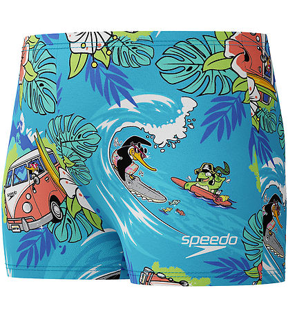 Speedo Badebukser - Learn To Swim - Blå m. Print