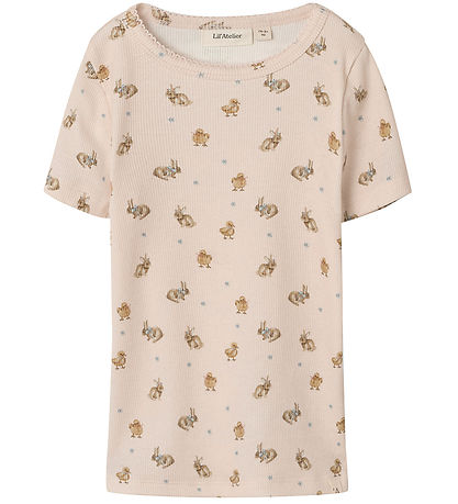 Lil' Atelier T-shirt - Rib - NmfLavo - AOP - Morganite Lil' Atelier T-shirt - Rib - NmfLavo - AOP - Morganite