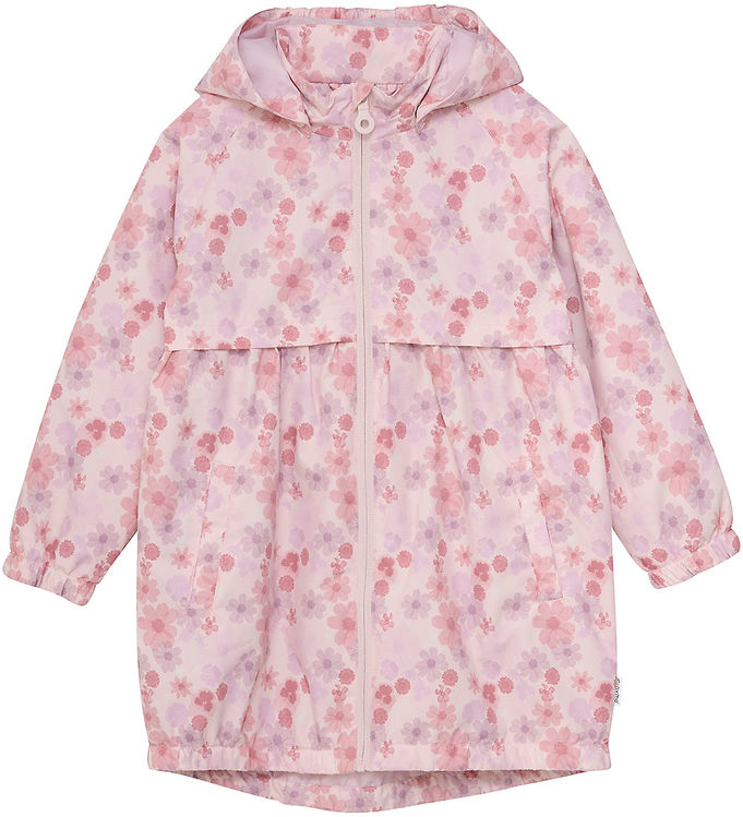 Minymo Regnjakke - PE - Peach Whip m. Blomster