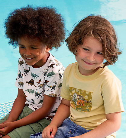 Minymo T-shirt - Bright White m. Dinosaurus Minymo T-shirt - Bright White m. Dinosaurus