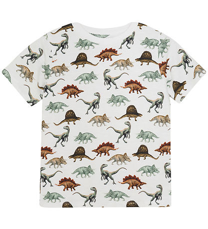 Minymo T-shirt - Bright White m. Dinosaurus Minymo T-shirt - Bright White m. Dinosaurus