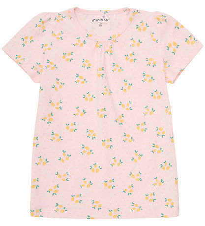 Minymo Shortssæt - T-shirt/Shorts - Rosen Quartz m. citroner Minymo Shortssæt - T-shirt/Shorts - Rosen Quartz m. citroner