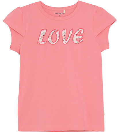 Minymo T-shirt - Strawberry Pink w. Text