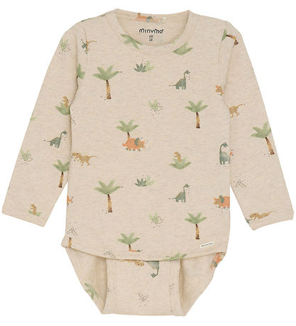 Minymo Body l/æ - Light Beige Melange m. Dinosaur Minymo Body l/æ - Light Beige Melange m. Dinosaur