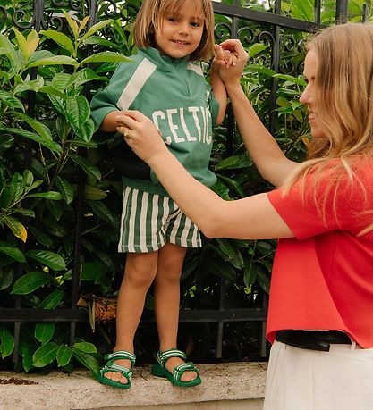 Bisgaard X Trine Kjær Sandaler - Addie - Emerald Green Stripe