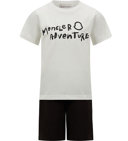 Moncler Sæt - T-shirt/Shorts - Adventure - Hvid/Sort Moncler Sæt - T-shirt/Shorts - Adventure - Hvid/Sort