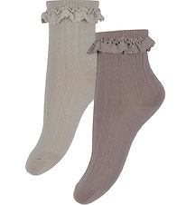 Wheat Strømper - 2-pak - Uld - Blondestrømpe - Nora - Dry Rose m Wheat Strømper - 2-pak - Uld - Blondestrømpe - Nora - Dry Rose m