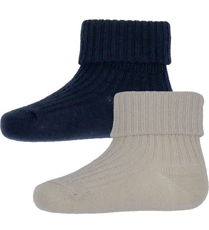 Wheat Strømper - 2-pak - Uld - Rib - Ziggy - Navy