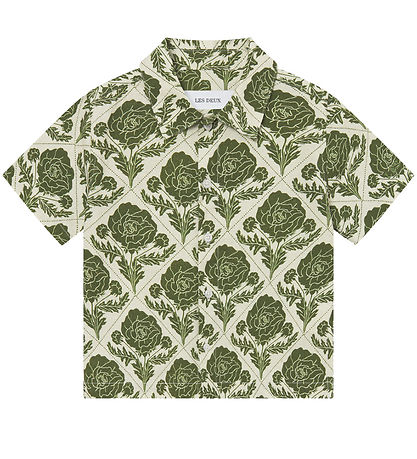 Les Deux Skjorte - Lesley Flower Tile - Vintage Green/Ivory