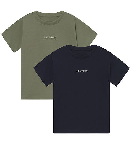 Les Deux T-shirts - 2-pak - Dexter - Dark Navy/Lichen Green
