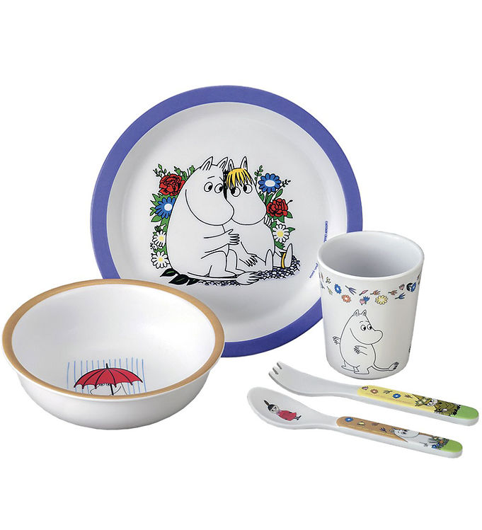 Petit Jour Paris Spisesæt - 5 Dele - Melamin - Moomin Blå