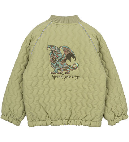 Mikk-Line Bomberjakke - Gray Green m. Drage