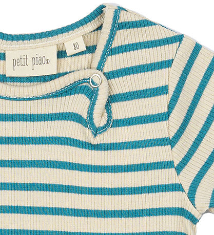 Petit Piao Body k/æ - Rib - Modal - Turquise/Dark Off White Petit Piao Body k/æ - Rib - Modal - Turquise/Dark Off White