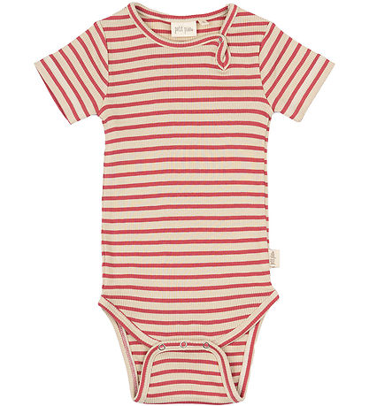 Petit Piao Body k/æ - Rib - Modal - Light Berry/Dark Off White