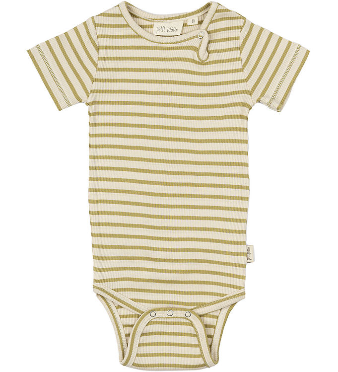 Petit Piao Body k/æ - Rib - Modal - Khaki/Dark Off White