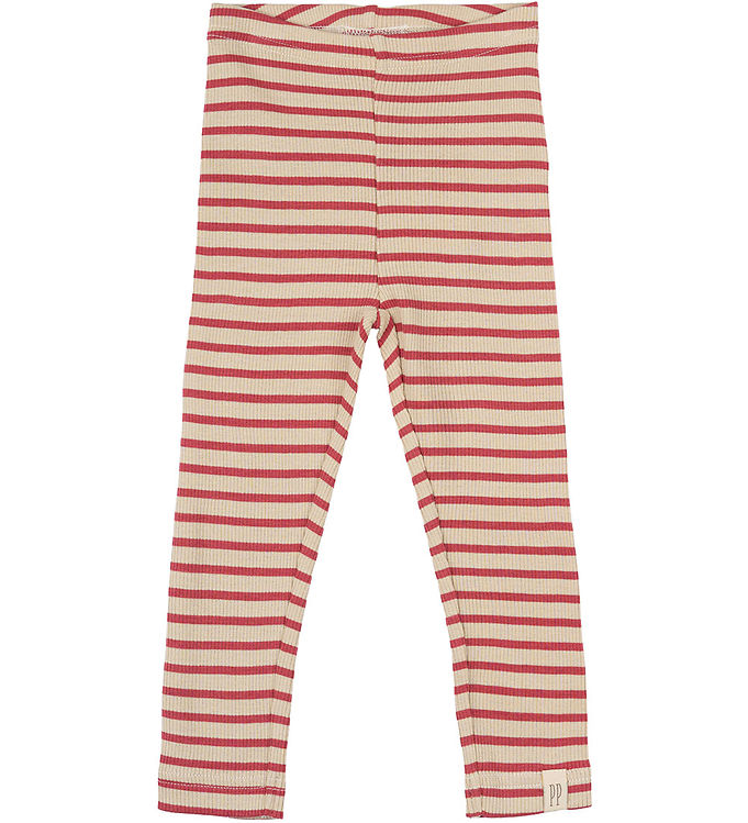Petit Piao Leggings - Rib - Modal - Light Berry/Dark Off White