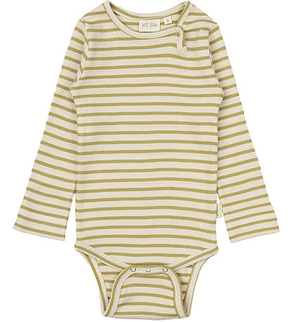 Petit Piao Body l/æ - Rib - Modal - Khaki/Dark Off White