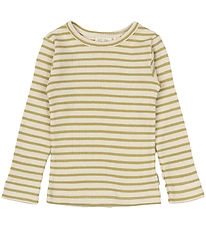Petit Piao Bluse - Rib - Modal - Khaki/Dark Off White Petit Piao Bluse - Rib - Modal - Khaki/Dark Off White