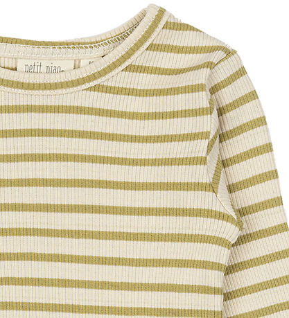 Petit Piao Bluse - Rib - Modal - Khaki/Dark Off White
