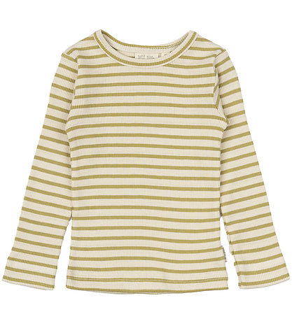 Petit Piao Bluse - Rib - Modal - Khaki/Dark Off White