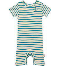 Petit Piao Sommerdragt - Rib - Modal - Turquise/Dark Off White Petit Piao Sommerdragt - Rib - Modal - Turquise/Dark Off White