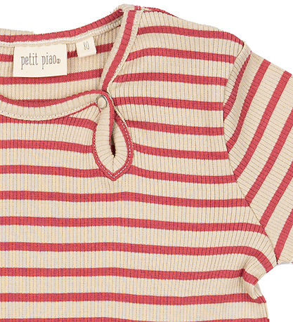 Petit Piao Kjole - Rib - Modal - Light Berry/Dark Off White