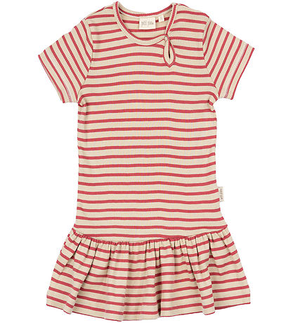 Petit Piao Kjole - Rib - Modal - Light Berry/Dark Off White