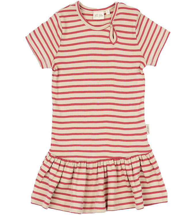 Petit Piao Kjole - Rib - Modal - Light Berry/Dark Off White