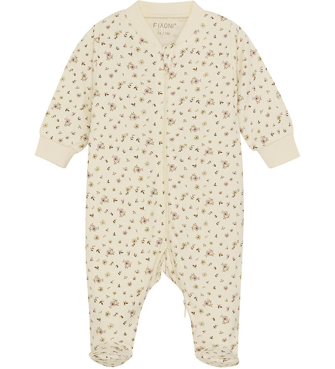 Fixoni Natdragt m/f - Shadow Gray m. Blomster