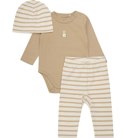 Fixoni Sæt - Leggings/Hue/Body l/æ - Sesame