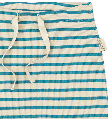 Petit Piao Bukser - Rib - Modal - Turquise/Dark Off White Petit Piao Bukser - Rib - Modal - Turquise/Dark Off White