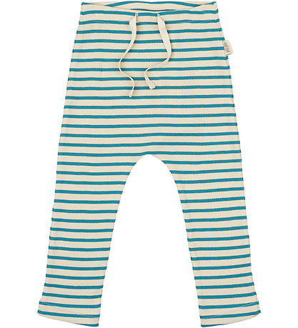 Petit Piao Bukser - Rib - Modal - Turquise/Dark Off White Petit Piao Bukser - Rib - Modal - Turquise/Dark Off White