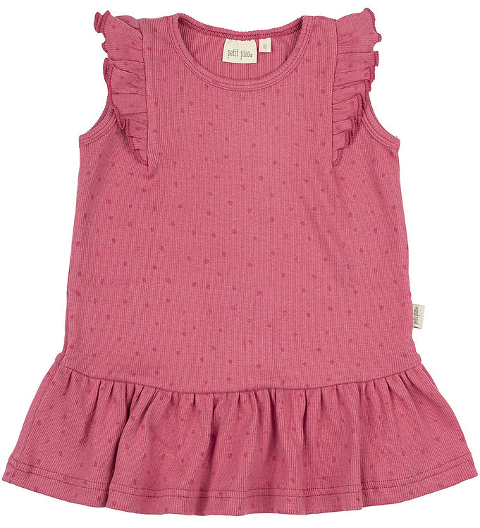 Petit Piao Kjole - Rib - Modal- Frill Dot - Light Berry