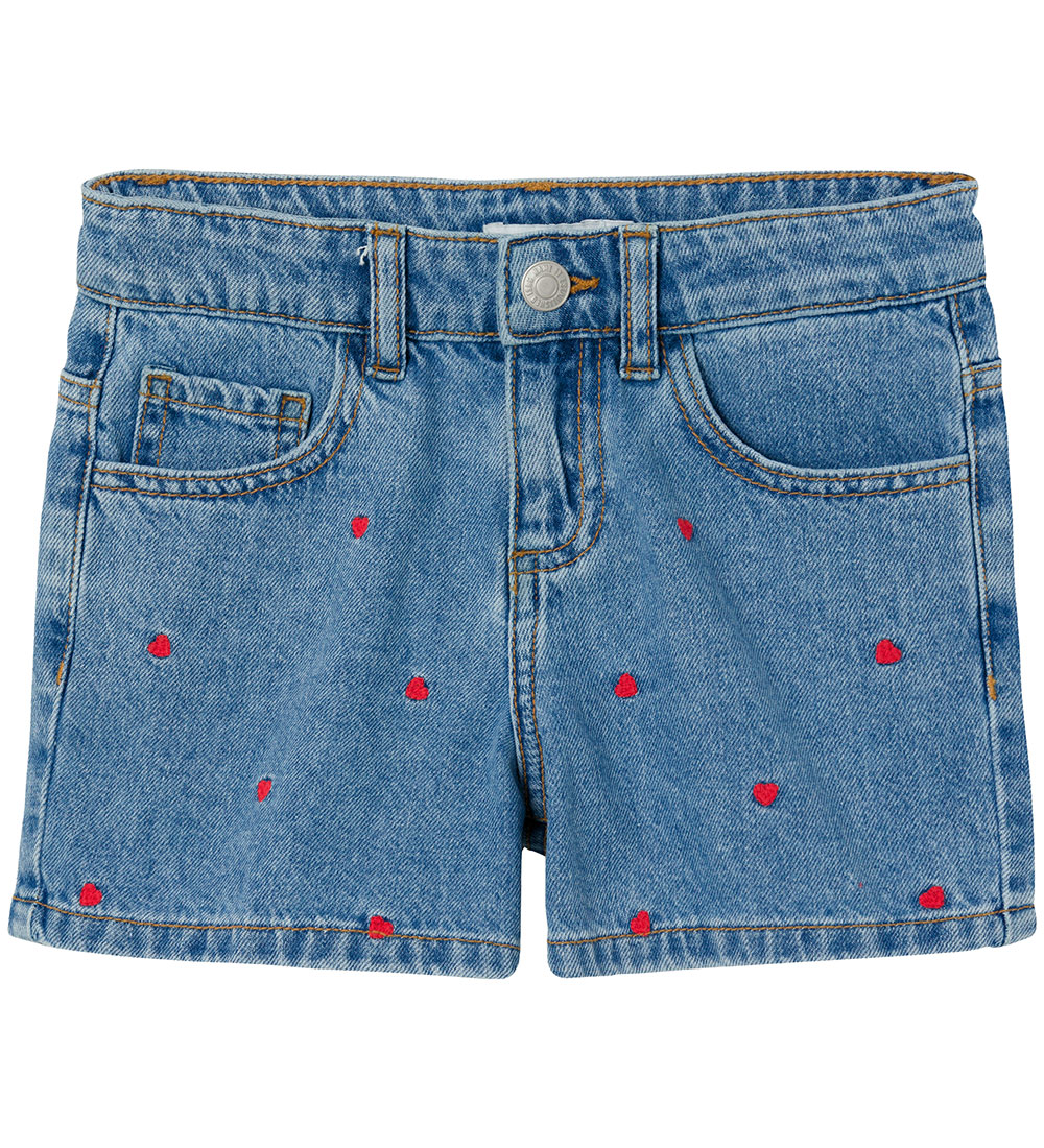 Name It Shorts - NkfBella - Noos - Medium+ Blue Denim/Heart EMBR - Name It - 4 Jahre (104) - Shorts