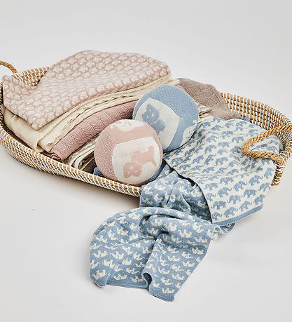 Smallstuff Babytæppe - Uld - 80x100 cm - Elephants - Blå