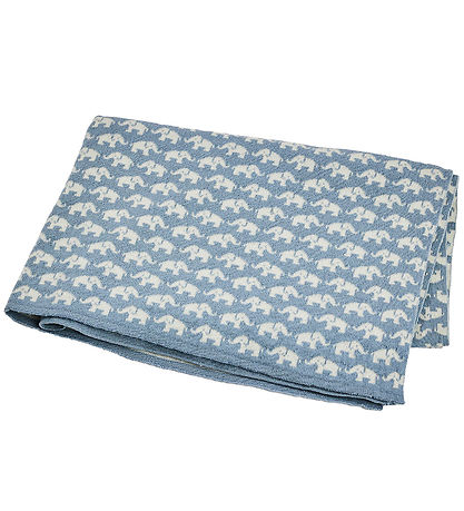 Smallstuff Babytæppe - Uld - 80x100 cm - Elephants - Blå