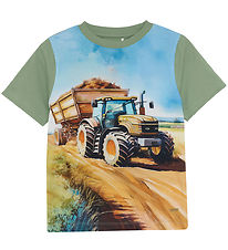 Minymo T-shirt - Hedge Green m. Print Minymo T-shirt - Hedge Green m. Print
