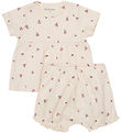 Minymo Shortssæt - Shorts/T-shirt - Rib - White Swan Minymo Shortssæt - Shorts/T-shirt - Rib - White Swan