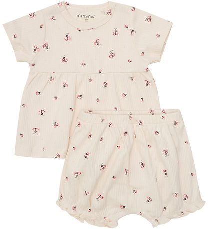 Minymo Shortssæt - Shorts/T-shirt - Rib - White Swan Minymo Shortssæt - Shorts/T-shirt - Rib - White Swan