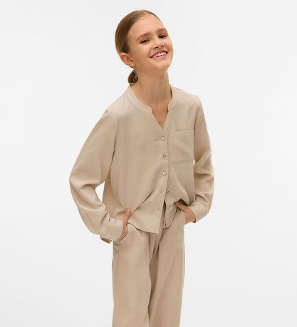 Vero Moda Girl Skjorte - VmMymilo - V-Neck - Silver Lining