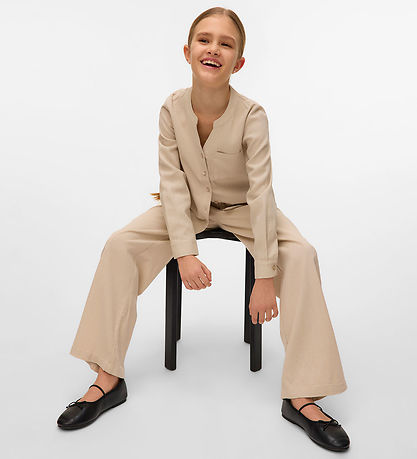 Vero Moda Girl Skjorte - VmMymilo - V-Neck - Silver Lining