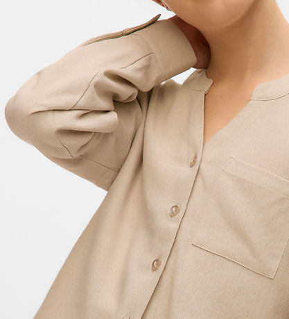 Vero Moda Girl Skjorte - VmMymilo - V-Neck - Silver Lining Vero Moda Girl Skjorte - VmMymilo - V-Neck - Silver Lining