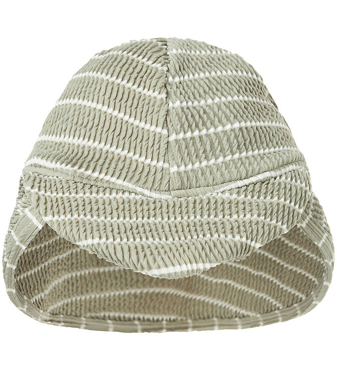 Lil Atelier Solhat Forest Fog Med Hvide Striber Upf 50+ - Str. 45-47cm